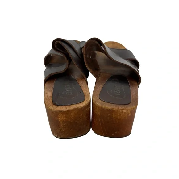 Y2K Candies wooden leather strappy clogs shoes size 10 - Picture 6 of 9